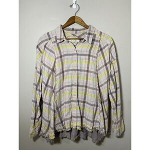 Free People Seeking Starlight Oversized Plaid Shirt Womens MEDIUM‎ We The Free